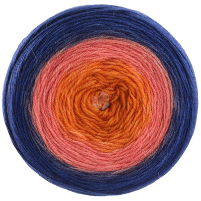 Lace Merino Aquarell Orange/Nelkenrosa/Dunkelblau