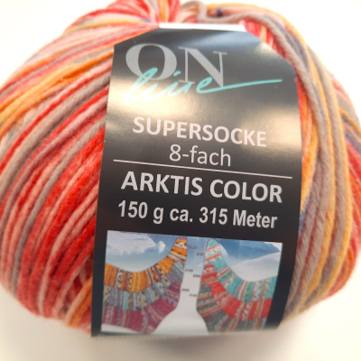 Supersocke 8-Fach Arktis Color rot orange grau