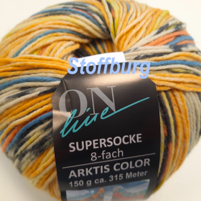 Supersocke 8-Fach Arktis Color  blau gelb grau