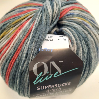 Supersocke 8-Fach Arktis Color grau rot blau