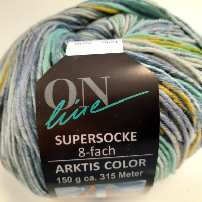 Supersocke 8-Fach Arktis Color türkis blau gelb grau