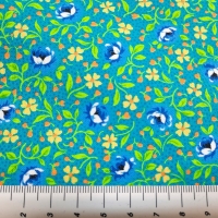 Patchworkstoff türkis mit Blümchen