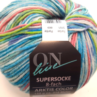 Supersocke 8-Fach Arktis Color türkis grün rot