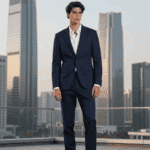 Gabardine Wolle Mischung dunkelblau – Bild 3