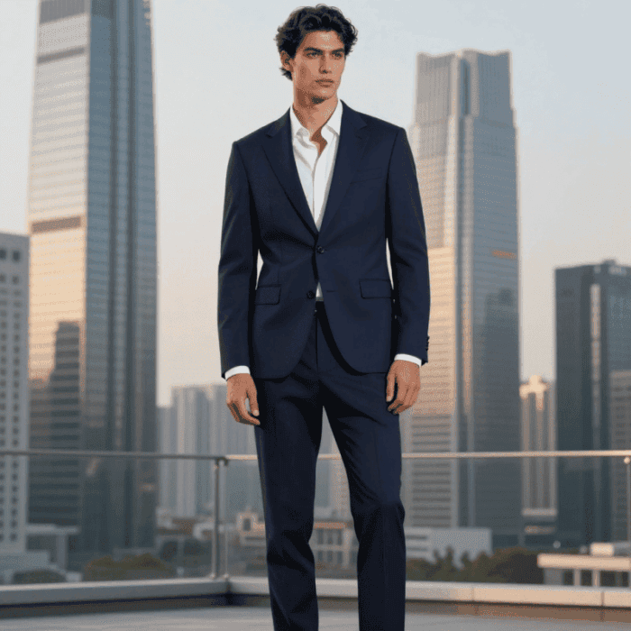 Gabardine Wolle Mischung dunkelblau – Bild 3