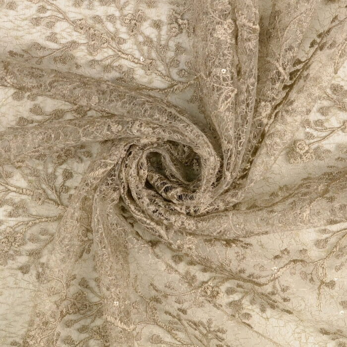 Edle Spitze mit Bogenrand taupe – Bild 4