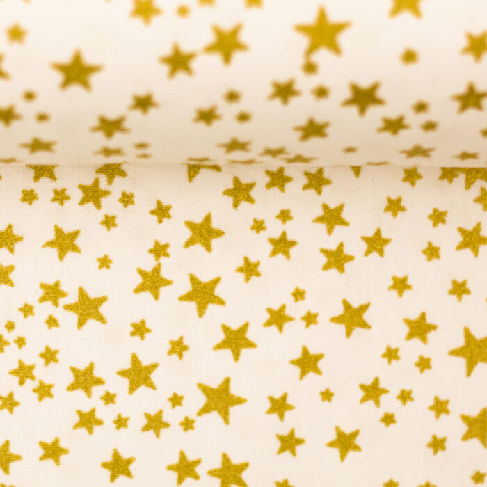 Baumwolle Creme mit goldenen Metallic Sternen – Bild 4