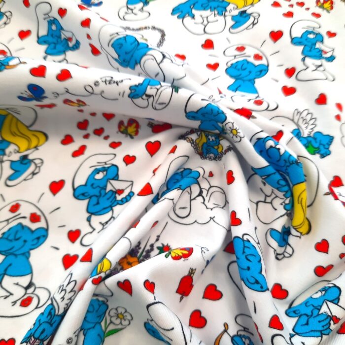 Schlümpfe Baumwolljersey „Smurf Love White“ – Bild 3