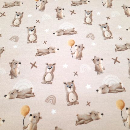 Hilco Sweatstoff Bobo Bär beige Kinderstoff