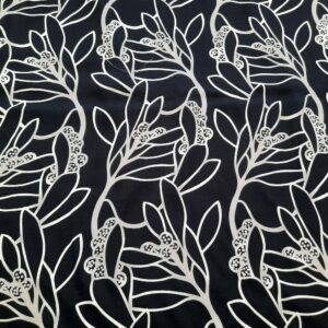 Viskose Blueten schwarz weiss