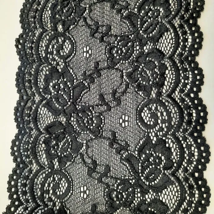 Perlonspitze Borte 14cm schwarz elastisch – Bild 12