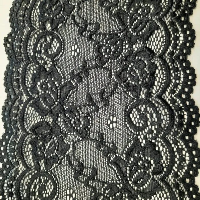 Perlonspitze Borte 14cm schwarz elastisch – Bild 11
