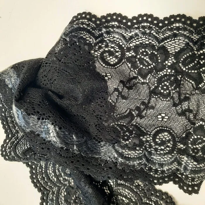Perlonspitze Borte 14cm schwarz elastisch – Bild 9