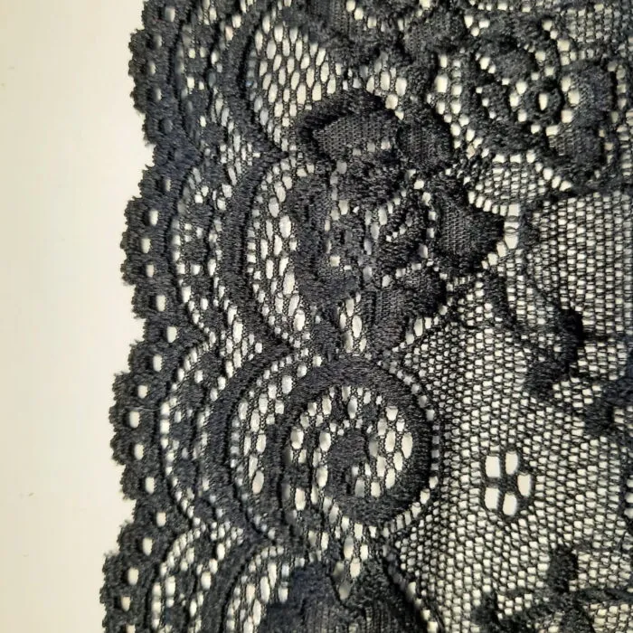 Perlonspitze Borte 14cm schwarz elastisch – Bild 8