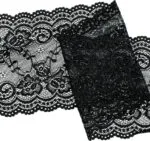 Perlonspitze Borte 14cm schwarz elastisch