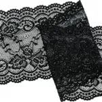 Perlonspitze Borte 14cm schwarz elastisch